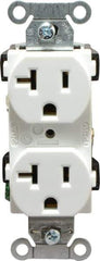 Hubbell Wiring Device-Kellems - 125 VAC, 20 Amp, 5-20R NEMA Configuration, White, Specification Grade, Self Grounding Duplex Receptacle - 1 Phase, 2 Poles, 3 Wire, Flush Mount - Apex Tool & Supply