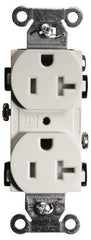 Hubbell Wiring Device-Kellems - 125 VAC, 20 Amp, 5-20R NEMA Configuration, White, Specification Grade, Self Grounding Duplex Receptacle - 1 Phase, 2 Poles, 3 Wire, Flush Mount, Tamper Resistant - Apex Tool & Supply
