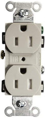 Hubbell Wiring Device-Kellems - 125 VAC, 15 Amp, 5-15R NEMA Configuration, Gray, Specification Grade, Self Grounding Duplex Receptacle - 1 Phase, 2 Poles, 3 Wire, Flush Mount, Tamper Resistant - Apex Tool & Supply