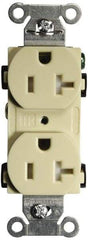 Hubbell Wiring Device-Kellems - 125 VAC, 20 Amp, 5-20R NEMA Configuration, Ivory, Specification Grade, Self Grounding Duplex Receptacle - 1 Phase, 2 Poles, 3 Wire, Flush Mount, Tamper Resistant - Apex Tool & Supply
