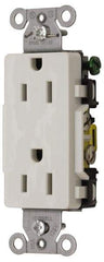 Hubbell Wiring Device-Kellems - 125 VAC, 15 Amp, 5-15R NEMA Configuration, White, Specification Grade, Self Grounding Duplex Receptacle - 1 Phase, 2 Poles, 3 Wire, Flush Mount - Apex Tool & Supply
