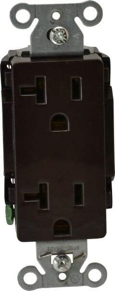Hubbell Wiring Device-Kellems - 125 VAC, 20 Amp, 5-20R NEMA Configuration, Brown, Specification Grade, Self Grounding Duplex Receptacle - 1 Phase, 2 Poles, 3 Wire, Flush Mount - Apex Tool & Supply