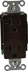 Hubbell Wiring Device-Kellems - 125 VAC, 20 Amp, 5-20R NEMA Configuration, Brown, Specification Grade, Self Grounding Duplex Receptacle - 1 Phase, 2 Poles, 3 Wire, Flush Mount - Apex Tool & Supply