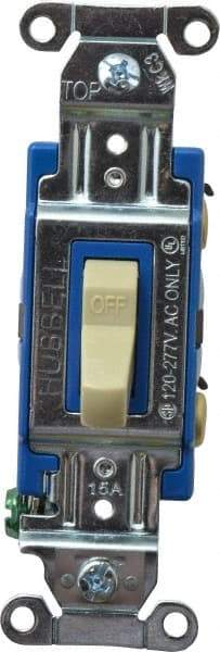 Hubbell Wiring Device-Kellems - 1 Pole, 120 to 277 VAC, 15 Amp, Industrial Grade, Toggle, Wall and Dimmer Light Switch - 1-5/16 Inch Wide x 4-1/16 Inch High - Apex Tool & Supply