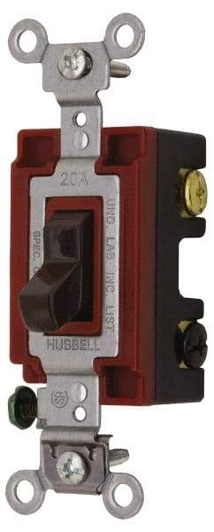 Hubbell Wiring Device-Kellems - 3 Pole, 120 to 277 VAC, 15 Amp, Industrial Grade, Toggle, Wall and Dimmer Light Switch - 1-5/16 Inch Wide x 4-1/16 Inch High - Apex Tool & Supply