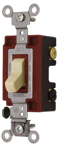 Hubbell Wiring Device-Kellems - 3 Pole, 120 to 277 VAC, 15 Amp, Industrial Grade, Toggle, Wall and Dimmer Light Switch - 1-5/16 Inch Wide x 4-1/16 Inch High - Apex Tool & Supply