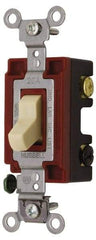 Hubbell Wiring Device-Kellems - 3 Pole, 120 to 277 VAC, 15 Amp, Industrial Grade, Toggle, Wall and Dimmer Light Switch - 1-5/16 Inch Wide x 4-1/16 Inch High - Apex Tool & Supply