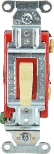 Hubbell Wiring Device-Kellems - 1 Pole, 120 to 277 VAC, 20 Amp, Industrial Grade, Toggle, Wall and Dimmer Light Switch - 1-5/16 Inch Wide x 4-1/16 Inch High - Apex Tool & Supply