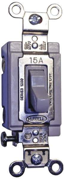 Hubbell Wiring Device-Kellems - 2 Pole, 120 to 277 VAC, 20 Amp, Industrial Grade, Toggle, Wall and Dimmer Light Switch - 1-5/16 Inch Wide x 4-1/16 Inch High - Apex Tool & Supply