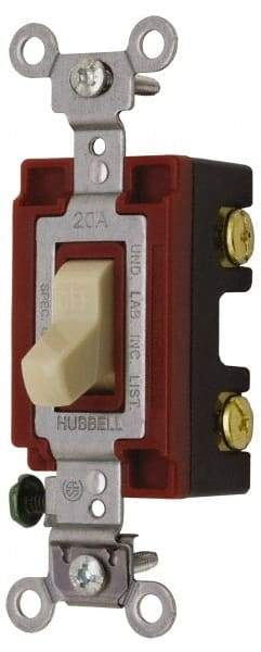 Hubbell Wiring Device-Kellems - 2 Pole, 120 to 277 VAC, 20 Amp, Industrial Grade, Toggle, Wall and Dimmer Light Switch - 1-5/16 Inch Wide x 4-1/16 Inch High - Apex Tool & Supply