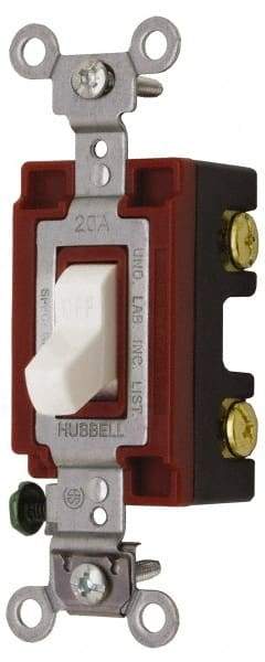 Hubbell Wiring Device-Kellems - 2 Pole, 120 to 277 VAC, 20 Amp, Industrial Grade, Toggle, Wall and Dimmer Light Switch - 1-5/16 Inch Wide x 4-1/16 Inch High - Apex Tool & Supply
