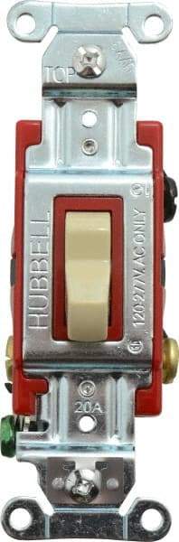 Hubbell Wiring Device-Kellems - 3 Pole, 120 to 277 VAC, 20 Amp, Industrial Grade, Toggle, Wall and Dimmer Light Switch - 1-5/16 Inch Wide x 4-1/16 Inch High - Apex Tool & Supply