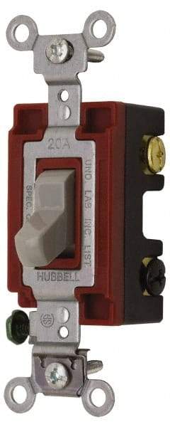 Hubbell Wiring Device-Kellems - 4 Pole, 120 to 277 VAC, 20 Amp, Industrial Grade, Toggle, Wall and Dimmer Light Switch - 1-5/16 Inch Wide x 4-1/16 Inch High - Apex Tool & Supply