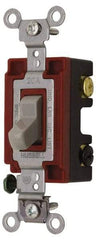 Hubbell Wiring Device-Kellems - 4 Pole, 120 to 277 VAC, 20 Amp, Industrial Grade, Toggle, Wall and Dimmer Light Switch - 1-5/16 Inch Wide x 4-1/16 Inch High - Apex Tool & Supply