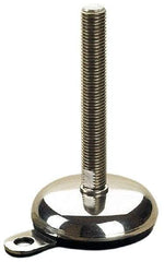 Sunnex - 1/2-13 Bolt Thread, 0.87" High Hygienic Anchoring Stud Mount Leveling Pad & Mount - 1,770 Max Lb Capacity, 2.95" Base Diam, 8" Thread Length - Apex Tool & Supply