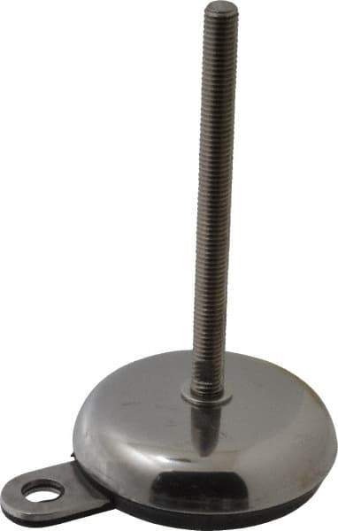 Sunnex - 1/2-13 Bolt Thread, 1.26" High Hygienic Anchoring Stud Mount Leveling Pad & Mount - 2,200 Max Lb Capacity, 3.94" Base Diam, 6" Thread Length - Apex Tool & Supply