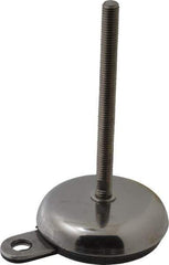 Sunnex - 1/2-13 Bolt Thread, 1.26" High Hygienic Anchoring Stud Mount Leveling Pad & Mount - 2,200 Max Lb Capacity, 3.94" Base Diam, 6" Thread Length - Apex Tool & Supply