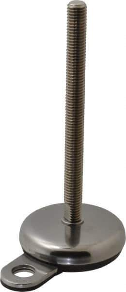 Sunnex - 1/2-13 Bolt Thread, 0.87" High Hygienic Anchoring Stud Mount Leveling Pad & Mount - 1,770 Max Lb Capacity, 2.95" Base Diam, 6" Thread Length - Apex Tool & Supply