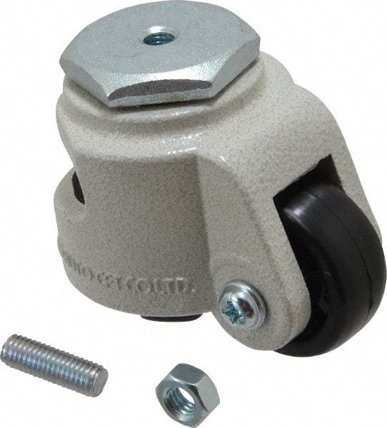 Sunnex - 7/8" Wide, Nylon Swivel Caster - 50 Lb Capacity, Threaded Stem Mount, 2.87" x 2.87" Plate, Ball Bearing - Apex Tool & Supply