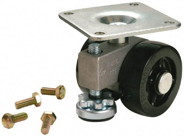 Sunnex - 1" Wide, Nylon Swivel Caster - 800 Lb Capacity, Top Plate Mount, 3.54" x 3.54" Plate, Ball Bearing - Apex Tool & Supply