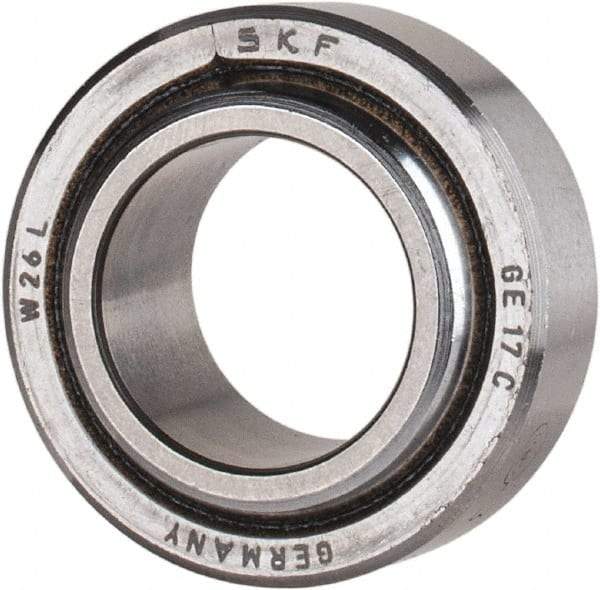SKF - 17mm Bore Diam, 5,040 Lb Dynamic Capacity, Spherical Plain Bearing - 12,600 Lb Static Load Capacity - Apex Tool & Supply