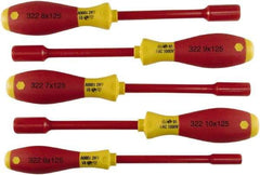Wiha - 5 Piece 6 to 10mm Insulated Nutdriver Set - Insulated Handle - Apex Tool & Supply