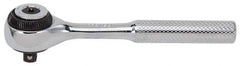 Proto - 1/4" Drive Round Head Standard Ratchet - Chrome Finish, 4-1/2" OAL, 72 Gear Teeth, Standard Knurled Handle, Standard Head - Apex Tool & Supply