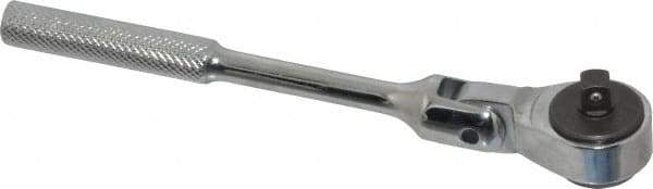 Proto - 1/4" Drive Round Head Quick-Release Ratchet - Chrome Finish, 6-1/4" OAL, 72 Gear Teeth, Standard Knurled Handle, Flex with Speed Ring Head - Apex Tool & Supply