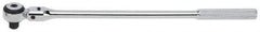 Proto - 1/2" Drive Round Head Quick-Release Ratchet - Chrome Finish, 16-7/8" OAL, 72 Gear Teeth, Standard Knurled Handle, Flex with Speed Ring Head - Apex Tool & Supply
