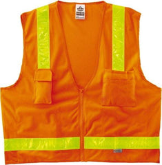 Ergodyne - Size S/M High Visibility Orange Mesh/Solid Surveyor's Vest - 36 to 44" Chest, ANSI/ISEA 107, Zipper Closure, 6 Pockets, Polyester - Apex Tool & Supply