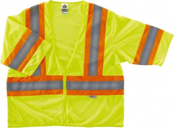 Ergodyne - Size S/M High Visibility Lime Mesh General Purpose Vest - 36 to 44" Chest, ANSI/ISEA 107, Zipper Closure, 1 Pocket, Polyester - Apex Tool & Supply