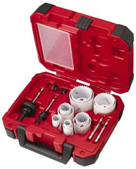 Milwaukee Tool - 15 Piece, 3/4" to 2-1/2" Saw Diam, General Purpose Hole Saw Kit - Bi-Metal, Toothed Edge, Pilot Drill Model No. 49-56-8010, Includes 11 Hole Saws - Apex Tool & Supply