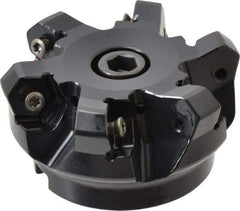 Kennametal - 2-1/2" Cut Diam, 3" Arbor Hole, 4.51mm Max Depth of Cut, 45° Indexable Chamfer & Angle Face Mill - 6 Inserts, HNGJ 535-GD Insert, Right Hand Cut, 6 Flutes, Through Coolant, Series KSHR - Apex Tool & Supply