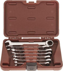 Paramount - 7 Piece, 10mm to 18mm, Ratcheting Combination Wrench Set - Metric Measurement Standard, Full Polish Chrome Finish, Comes in Blow Molded Case - Apex Tool & Supply