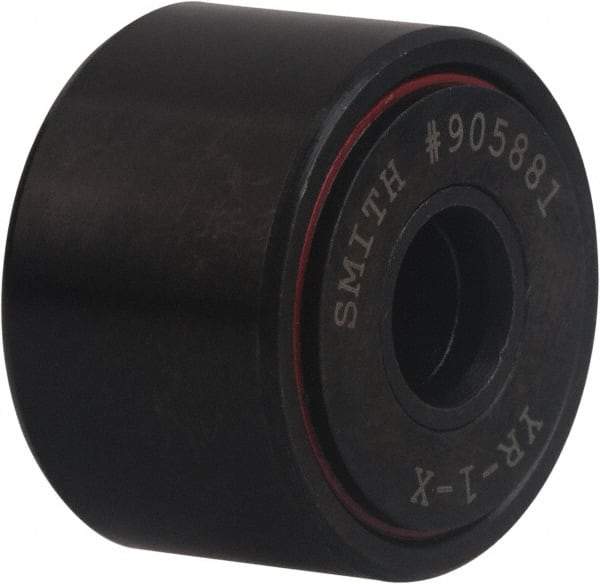 Accurate Bushing - 3/8" Bore, 1-3/8" Roller Diam x 3/4" Roller Width, Carbon Steel Sealed Yoke Cam Follower - 4,470 Lb Dynamic Load Capacity, 13/16" Overall Width - Apex Tool & Supply
