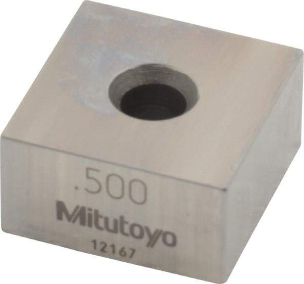 Mitutoyo - 0.5" Square Steel Gage Block - Accuracy Grade 0, Includes Certificate of Inspection - Apex Tool & Supply