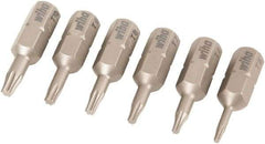 Wiha - 6 Piece, 1/4" Drive Screwdriver Torx Insert Bit Set - T5 to T10 Torx - Apex Tool & Supply