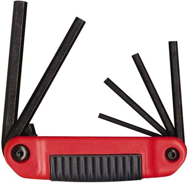 Eklind - 6 Piece Fold-Up Hex Key Set - Hex Range 5/32 to 3/8", Chrome Alloy Steel - Apex Tool & Supply