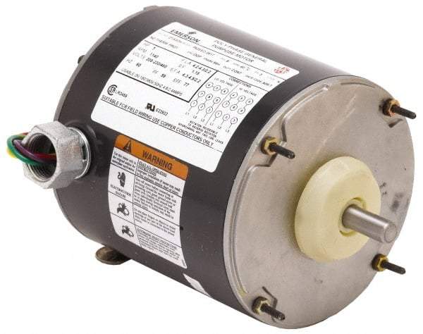 US Motors - 1/4 hp, TEAO Enclosure, Auto Thermal Protection, 1,625 RPM, 230 Volt, 60 Hz, Industrial Electric AC/DC Motor - Size 48 Frame, Stud Mount, 1 Speed, Ball Bearings, 1.4 Full Load Amps, B Class Insulation, CW Shaft End - Apex Tool & Supply