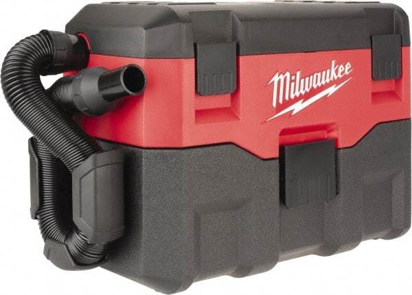 Milwaukee Tool - 2 Gal Plastic Tank, Battery Powered Portable Wet/Dry Vacuum - 18 Volt, 6' Hose Fitting, Cordless, Cleanstream Washable Wet/Dry, Accessories Included - Apex Tool & Supply