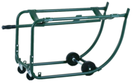 Drum Cradle - 1"O.D. x 14 Gauge Steel Tubing - For 55 Gallon drums - Bung Drain 18-7/8" off floor - 5" Rubber wheels - 3" Rubber casters - Apex Tool & Supply