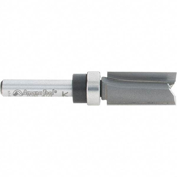 Amana Tool - 1/2" Cut Diam, 1" Length of Cut, 2 Flute Pattern-Cutting Edge Profile Router Bit - Carbide-Tipped, 1/4" Shank Diam, 2-1/2" OAL, Uncoated - Apex Tool & Supply