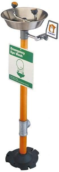 PRO-SAFE - Pedestal Mount, Stainless Steel Bowl, Eyewash Station - 1/2" Inlet, 30 psi Flow, 0.4 GPM Flow Rate - Apex Tool & Supply