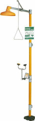 PRO-SAFE - 1-1/4" Inlet, 20 GPM shower Flow, Drench shower, Eye & Face Wash Station - No Bowl, Triangular Pull Rod & Push Flag Activated, Galvanized Steel Pipe, Plastic Shower Head, 3 GPM Bowl Flow, Corrosion Resistant, Top or Mid Supply - Apex Tool & Supply