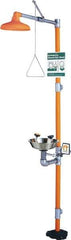 PRO-SAFE - 1-1/4" Inlet, 20 GPM shower Flow, Drench shower, Eye & Face Wash Station - Bowl, Triangular Pull Rod & Push Flag Activated, Galvanized Steel Pipe, Plastic Shower Head, 3 GPM Bowl Flow, Corrosion Resistant, Top or Mid Supply - Apex Tool & Supply