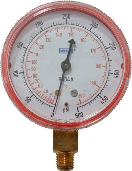 Wika - 2-1/2" Dial, 1/8 Thread, 0-500 Scale Range, Pressure Gauge - Lower Connection Mount, Accurate to 1-2-5% of Scale - Apex Tool & Supply