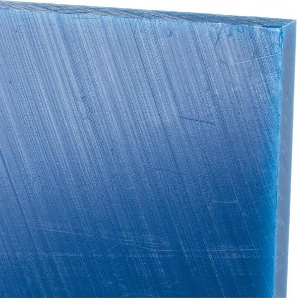 Made in USA - 3/8" Thick x 12" Wide x 1' Long, Polyethylene (UHMW) Sheet - Blue, Glass-Filled Grade - Apex Tool & Supply