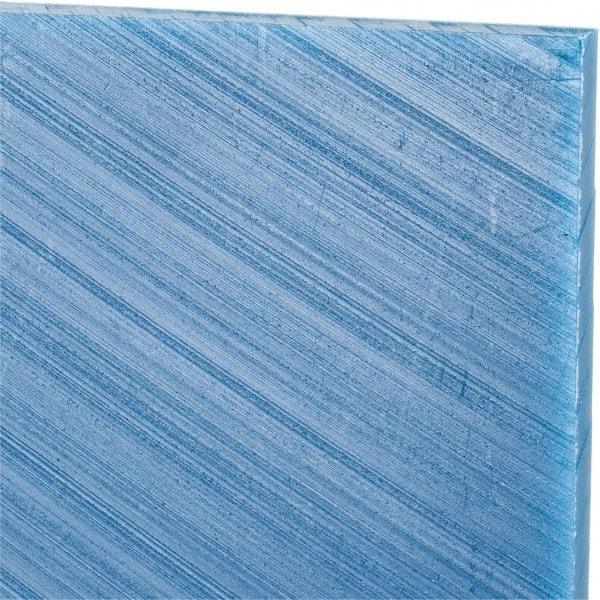Made in USA - 1/4" Thick x 24" Wide x 4' Long, Polyethylene (UHMW) Sheet - Blue, Glass-Filled Grade - Apex Tool & Supply