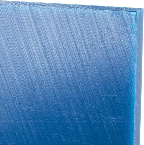 Made in USA - 3/8" Thick x 24" Wide x 4' Long, Polyethylene (UHMW) Sheet - Blue, Glass-Filled Grade - Apex Tool & Supply