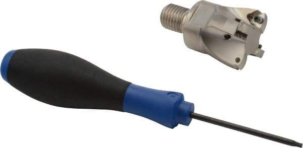 Seco - 1-1/2" Cut Diam, 0.06" Max Depth, M16 Modular Connection Indexable High-Feed End Mill - Screw Holding Method, 218.19-125 Insert, R217.21 Toolholder, Through Coolant - Apex Tool & Supply